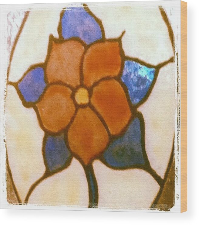 Me Wood Print featuring the photograph #stainglass #black #cute #flower #smile by Amber Campanaro