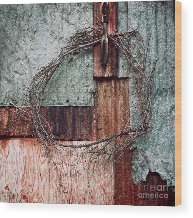 Whreat Wood Print featuring the photograph Still Decorated With A Wreath by Priska Wettstein