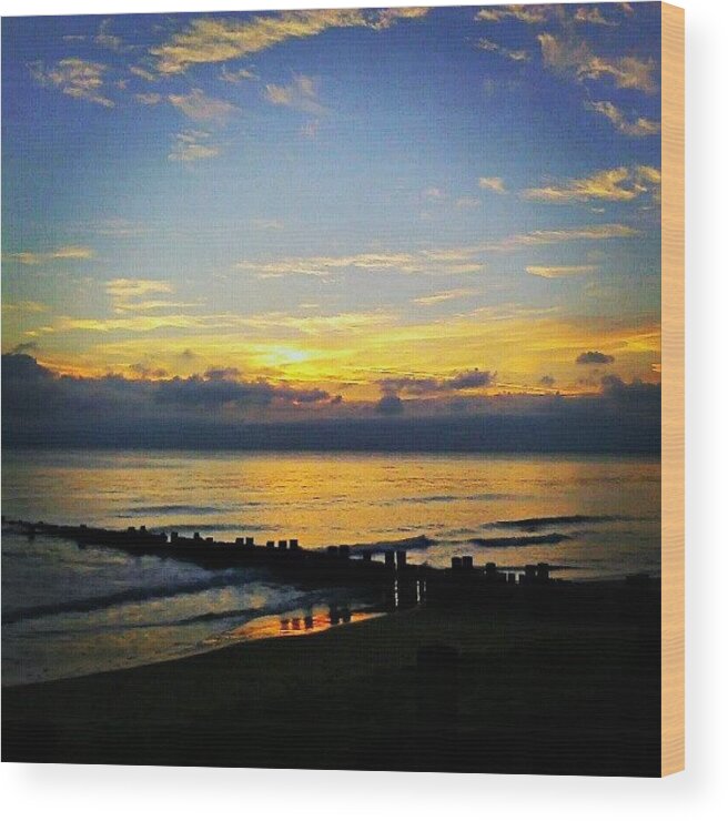 Beautiful Wood Print featuring the photograph #sunrise #today ... #seaside #sea by Linandara Linandara
