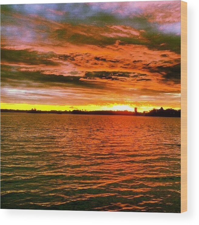  Wood Print featuring the photograph Sunset. Reds Yellows And Blues by John Nasir