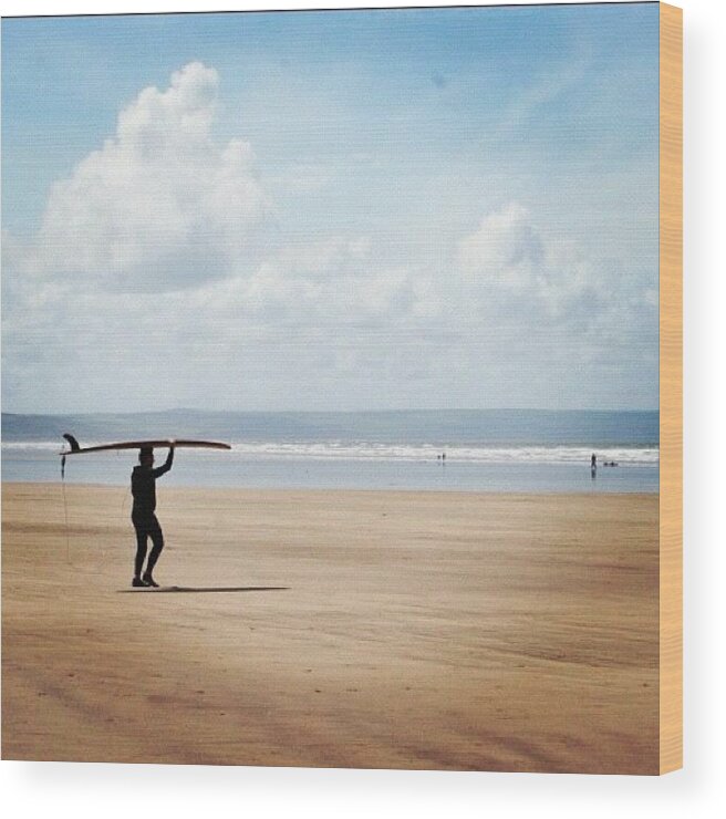 Instagram Wood Print featuring the photograph #surfer #surf #beach #sea by Jimmy Lindsay
