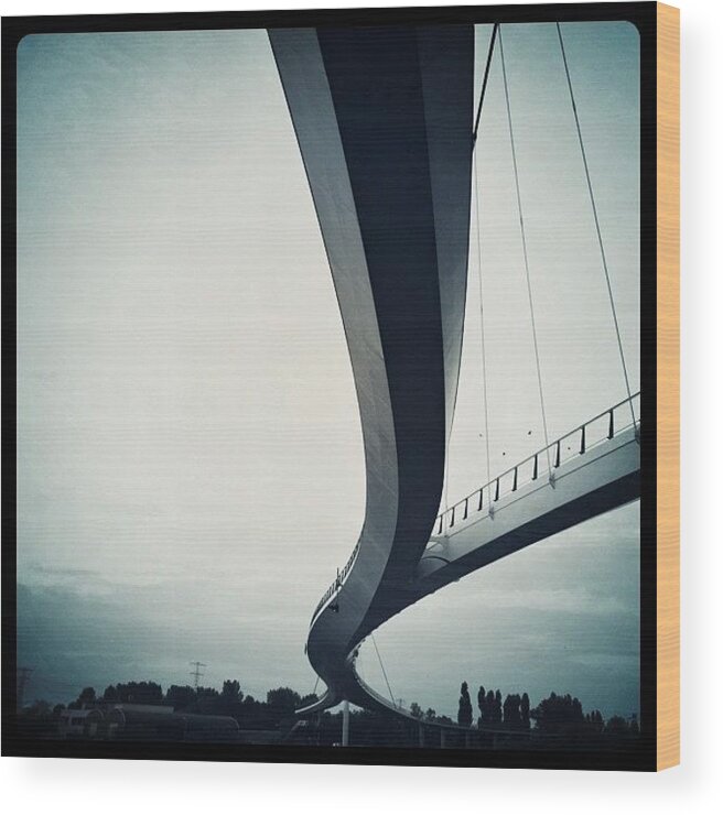 Bridge Wood Print featuring the photograph Suspended #bridge For Cylists And by Robbert Ter Weijden