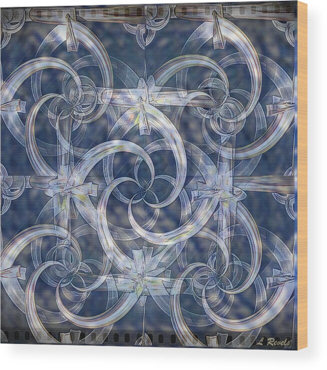 Digital Wood Print featuring the digital art Synergy in Blue by Leslie Revels