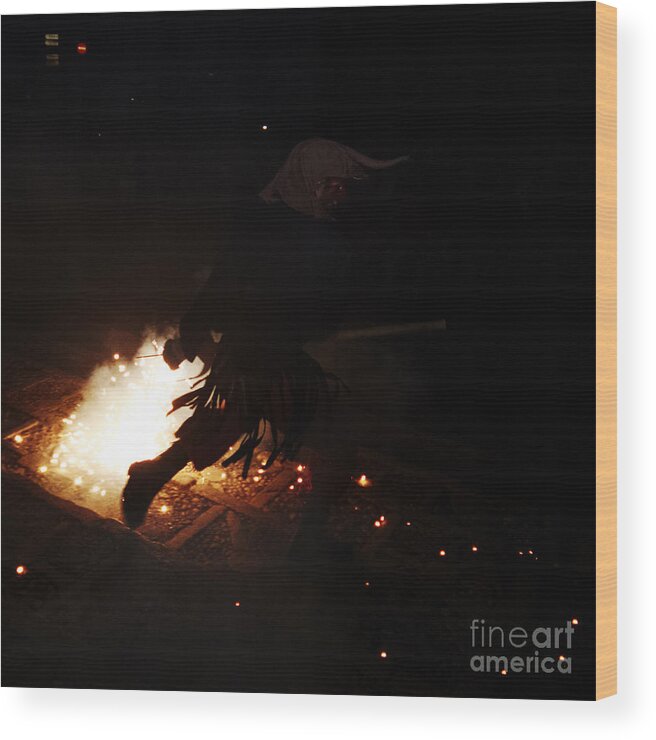 Fuego Wood Print featuring the photograph The devil of the stairs by Agusti Pardo Rossello