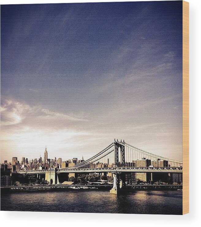 New York City Wood Print featuring the photograph The Manhattan Bridge and New York City Skyline by Vivienne Gucwa