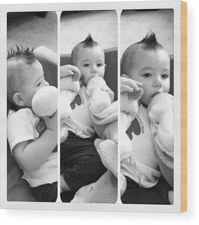 Mohawk Wood Print featuring the photograph The Mohawks Back :) #myson #handsome by Ashley Balconis