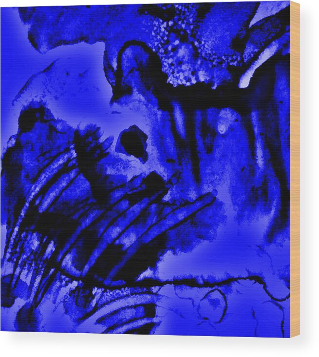 Abstract Wood Print featuring the mixed media The Origins Of Blue by Rory Siegel