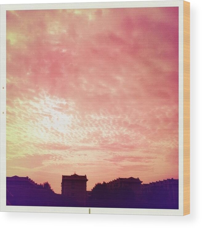 Clouds Wood Print featuring the photograph The Sunrise This Morning. #hipstamatic by Wei Zhang