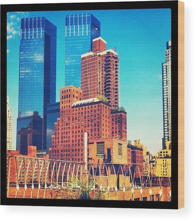 Centralpark Wood Print featuring the photograph The Time Warner Center And The Hudson by Trey Rucker