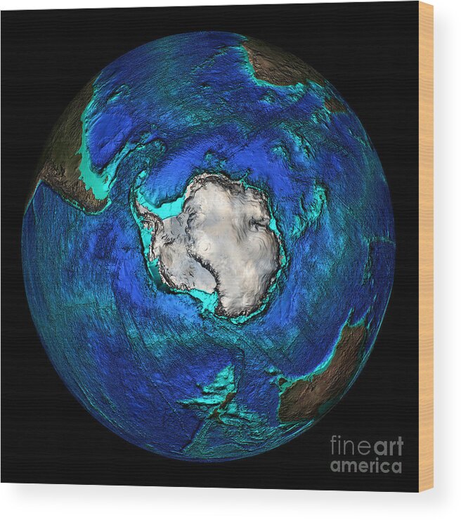 Antarctic Wood Print featuring the photograph Topographical Map Of Coordinates South by Science Source