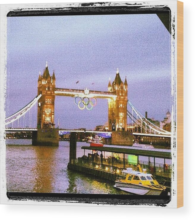 Summer Wood Print featuring the photograph Tower Bridge Olympic Sunset by Maeve O Connell