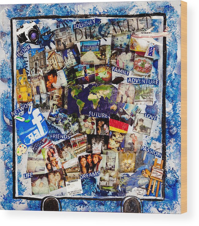 Art Keywords Wood Print featuring the mixed media Travel Luggage by Artista Elisabet