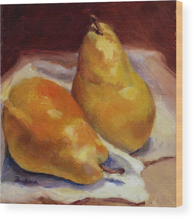 Pears Wood Print featuring the painting Two Pears by Vikki Bouffard