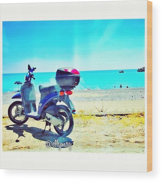 Fabscape Wood Print featuring the photograph Vespa At The Beach #zialea by Leonie Leotta