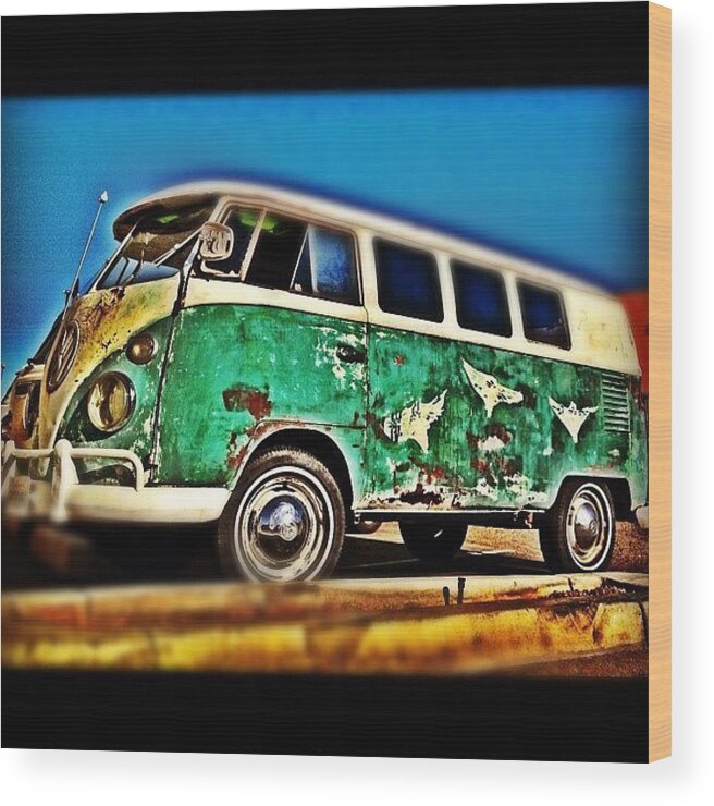 Phoenix Wood Print featuring the photograph #vw #volkswagon #bus #patina #vintage by CactusPete AZ