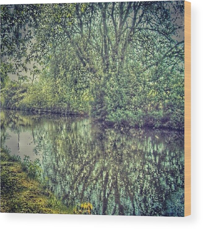 Beautiful Wood Print featuring the photograph Water Reflection In Manchester Canal by Abdelrahman Alawwad