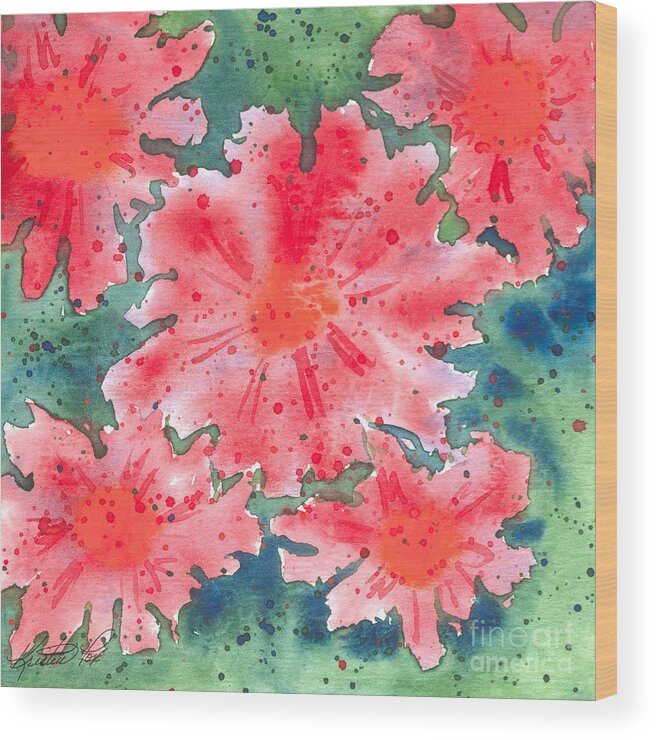 Artoffoxvox Wood Print featuring the painting Watercolor Flowers by Kristen Fox