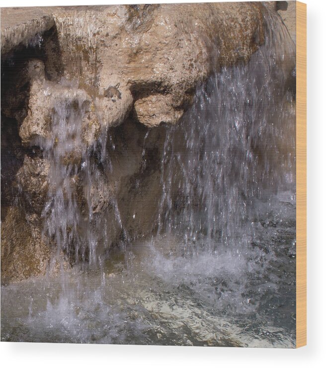 Boca Raton Water Fall Fountain Wood Print featuring the photograph Waterfall by David Coblitz