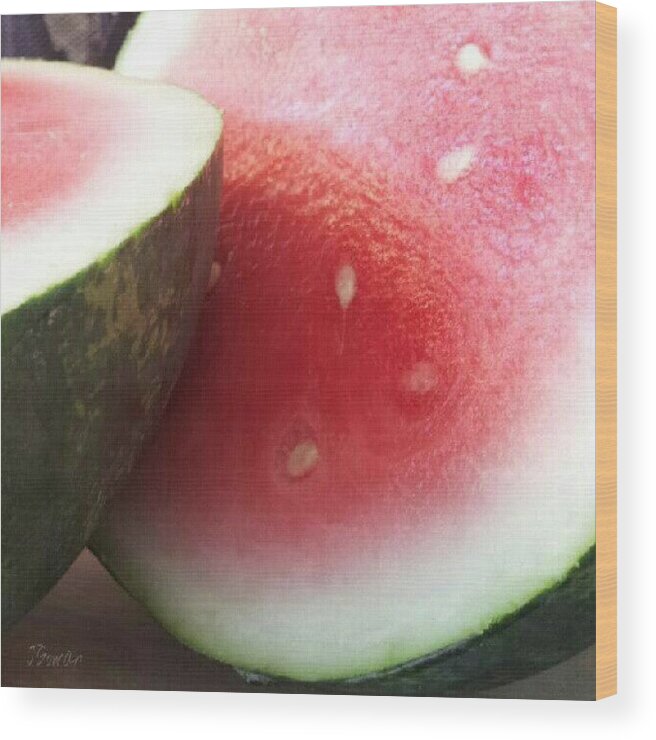 Pink Wood Print featuring the photograph Watermelon II #watermelon #melon #fruit by Jess Gowan