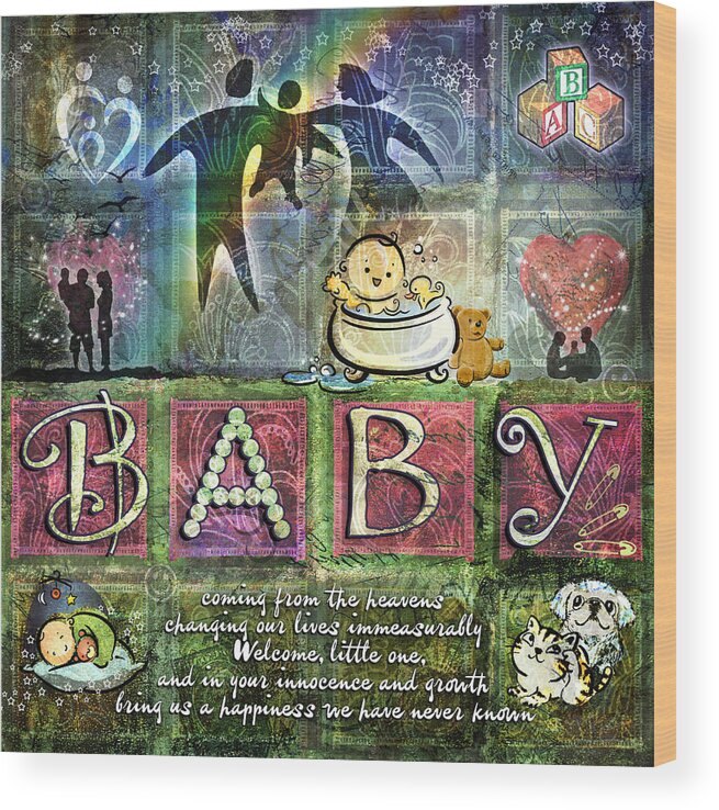 Baby Wood Print featuring the digital art Welcome Baby Girl by Evie Cook