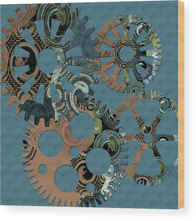 Digital Art Wood Print featuring the digital art Wheels by Bonnie Bruno