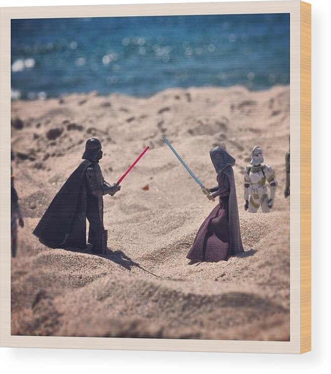 Starwars Wood Print featuring the photograph Witnessing A Duel #toy #toyart by Timmy Yang