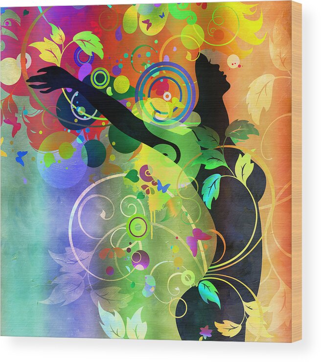 Amaze Wood Print featuring the mixed media Wondrous 2 by Angelina Tamez