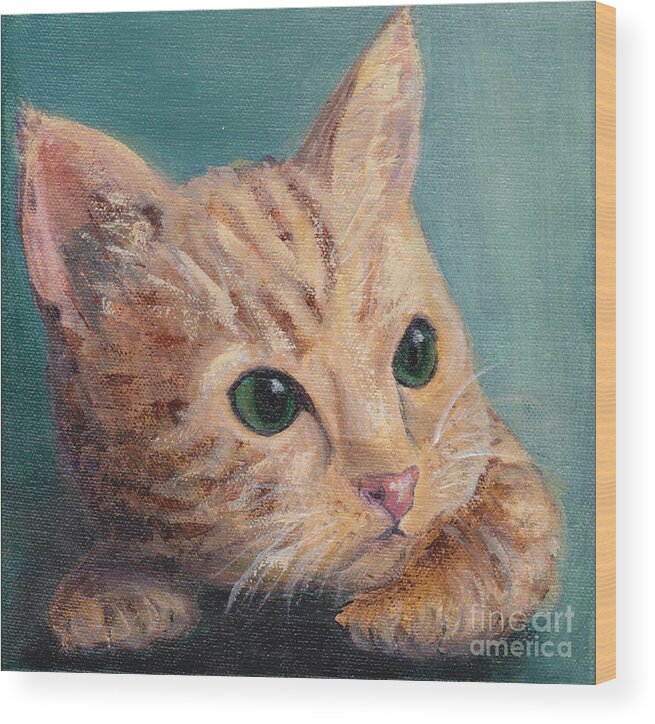 Kitten Wood Print featuring the painting You Teal my Heart by Robin Wiesneth