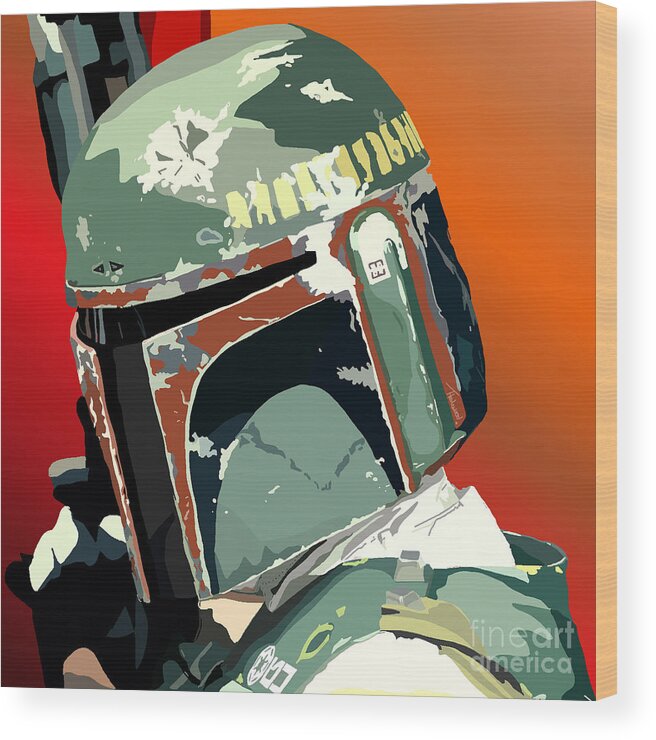 Bobba Fett Wood Print featuring the painting 067. He's No Good To Me Dead by Tam Hazlewood