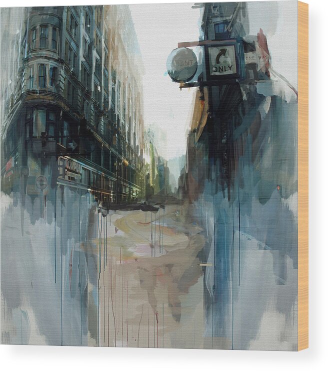 Grant Street Wood Print featuring the painting 077 Grant street by Maryam Mughal