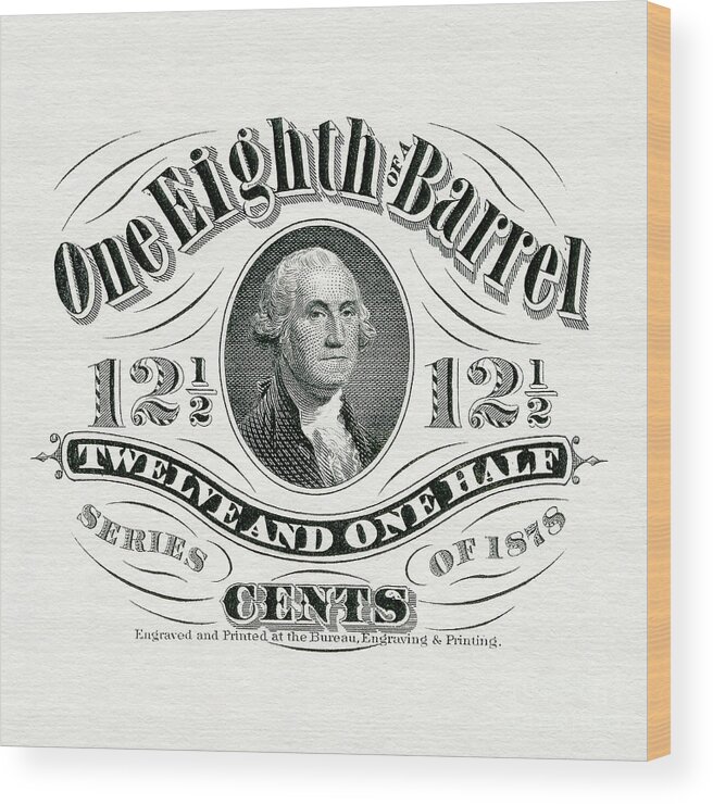 Beer Tax Stamp Wood Print featuring the photograph 1878 One Eighth Beer Barrel Tax Stamp by Jon Neidert