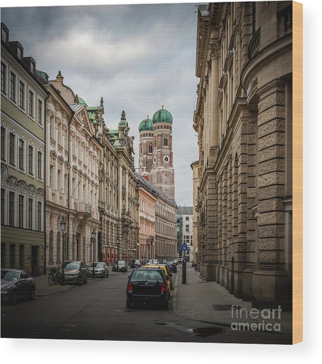 Bavaria Wood Print featuring the photograph A beautiful look at the Frauenkirche by Hannes Cmarits