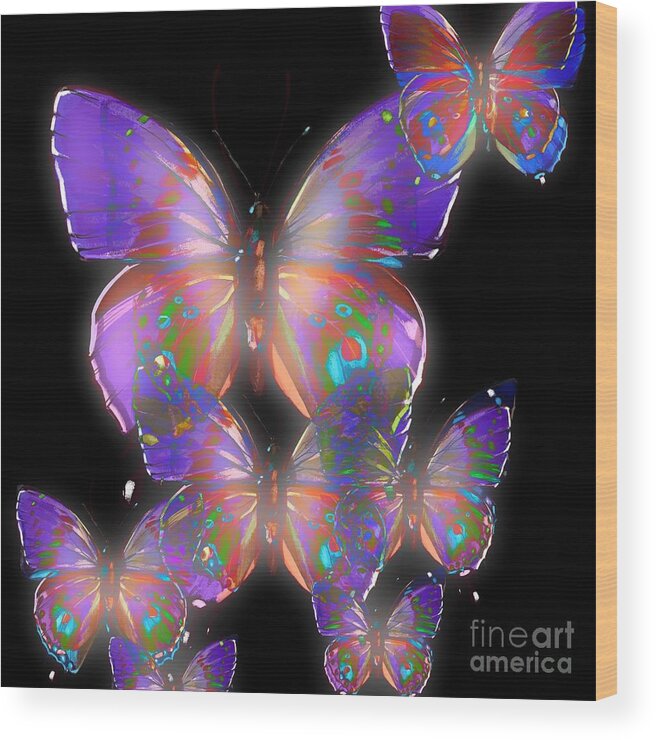 Digital Graphics Insects Beauty Wood Print featuring the digital art Beauty Of Butterflies by Gayle Price Thomas