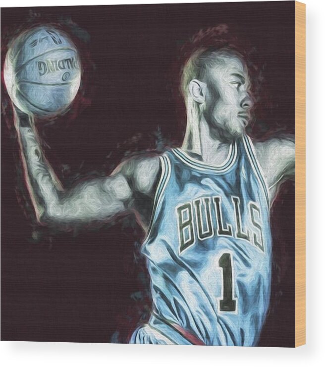 Dunk Wood Print featuring the photograph #chicagobulls #chicago #bulls #rose #1 by David Haskett II