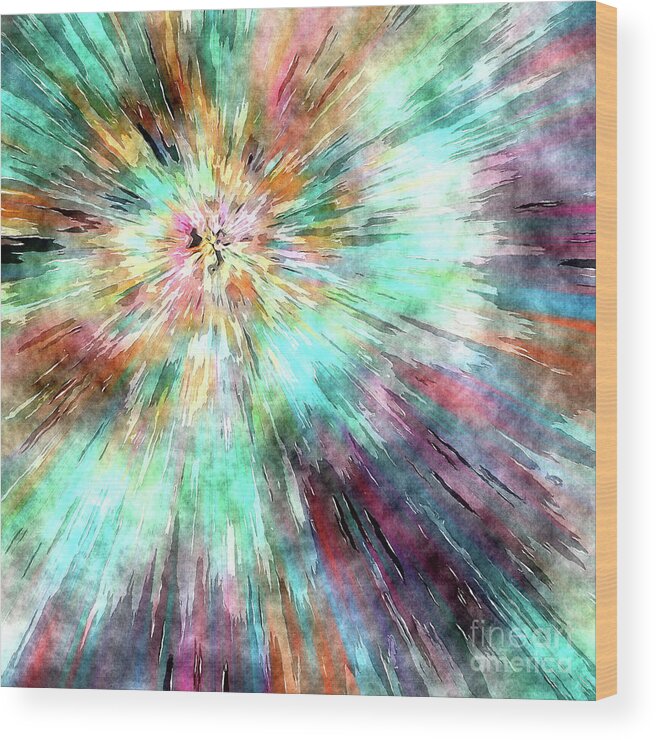 Tie Dye Wood Print featuring the digital art Colorful Tie Dye #1 by Phil Perkins