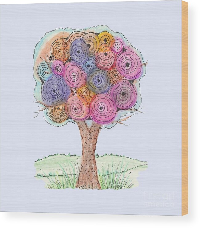 Colors Wood Print featuring the mixed media Family Tree #1 by Ruth Dailey