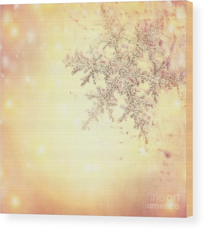Christmas Wood Print featuring the photograph Golden Christmas background #1 by Anna Om