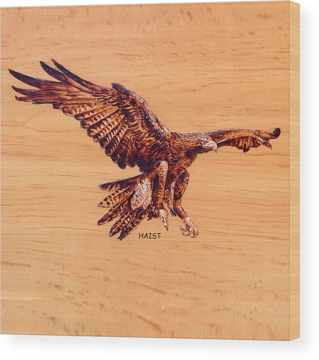 Eagle Wood Print featuring the pyrography Golden Eagle #3 by Ron Haist
