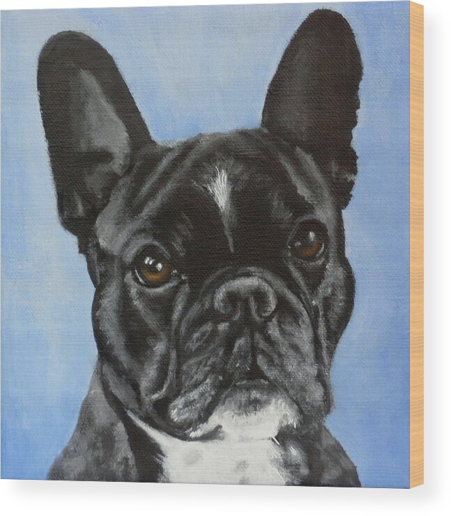 Frenchie Wood Print featuring the painting Harvey #1 by Carol Russell