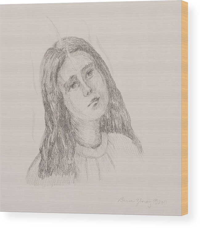 Angel Wood Print featuring the drawing Look Upon Ye Angel #1 by Bruce Zboray