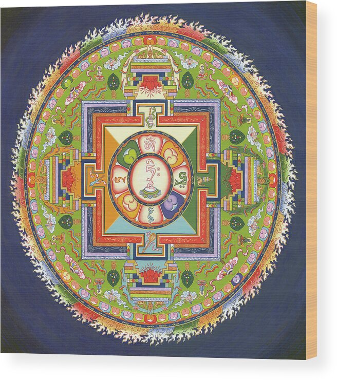 Mandala Wood Print featuring the painting Mandala of Avalokiteshvara      by Carmen Mensink