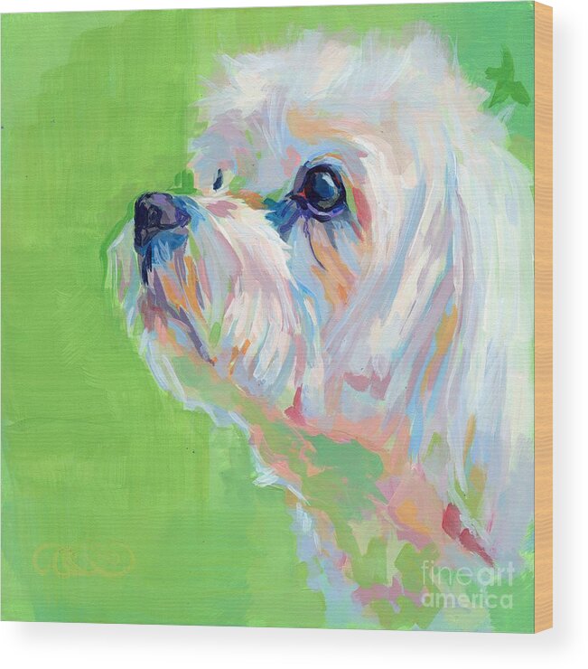 Maltese Wood Print featuring the painting Parker #1 by Kimberly Santini