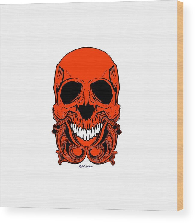  Wood Print featuring the digital art Red Skull #1 by Rafael Salazar