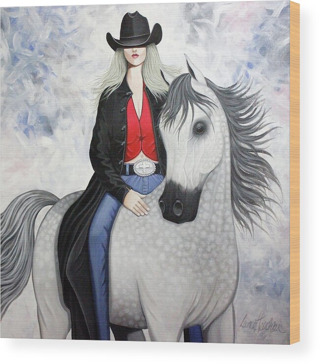 White Arabian Horse Wood Print featuring the painting Ridin' Red by Lance Headlee