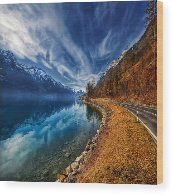 Landscape Wood Print featuring the photograph Road To No Regret by Philippe Sainte-Laudy