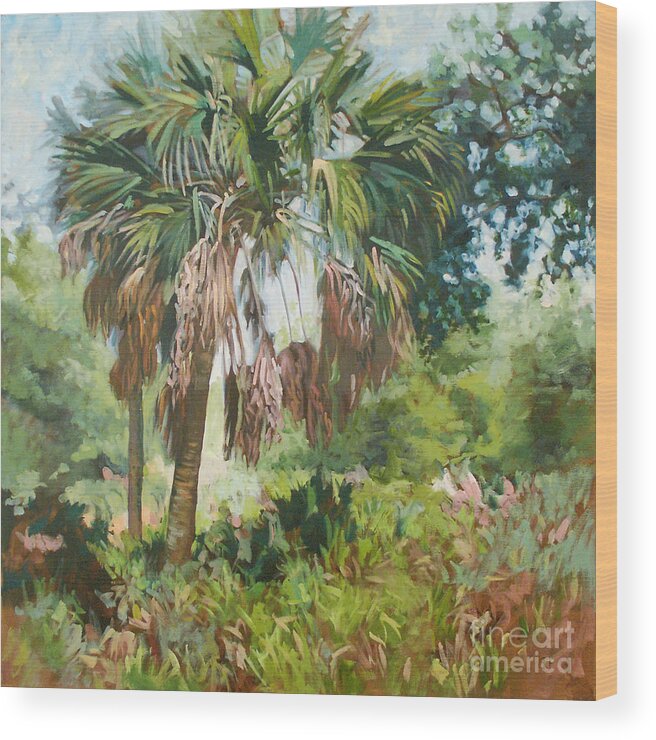 Palm Wood Print featuring the painting Sabal Palm #1 by Blair Updike