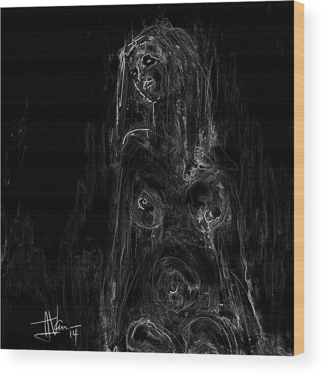 Nude Wood Print featuring the painting Seated Nude #1 by Jim Vance