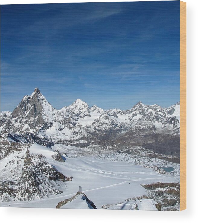 Zermatt Wood Print featuring the photograph Skking in the Alps #1 by Sue Morris
