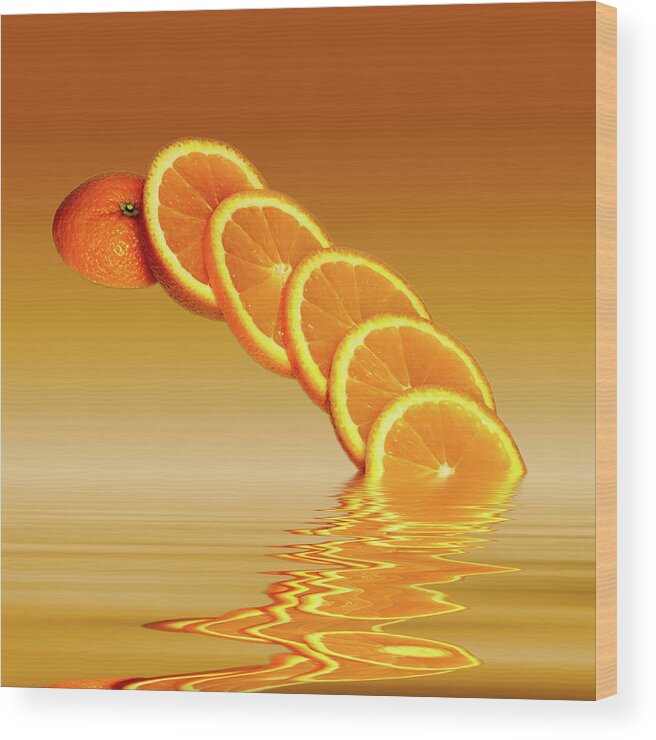 Fresh Fruit Wood Print featuring the photograph Slices Orange Citrus Fruit #1 by David French