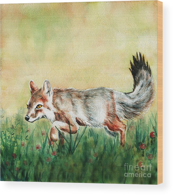 Summer Fox Wood Print featuring the painting Summer Fox by Antony Galbraith